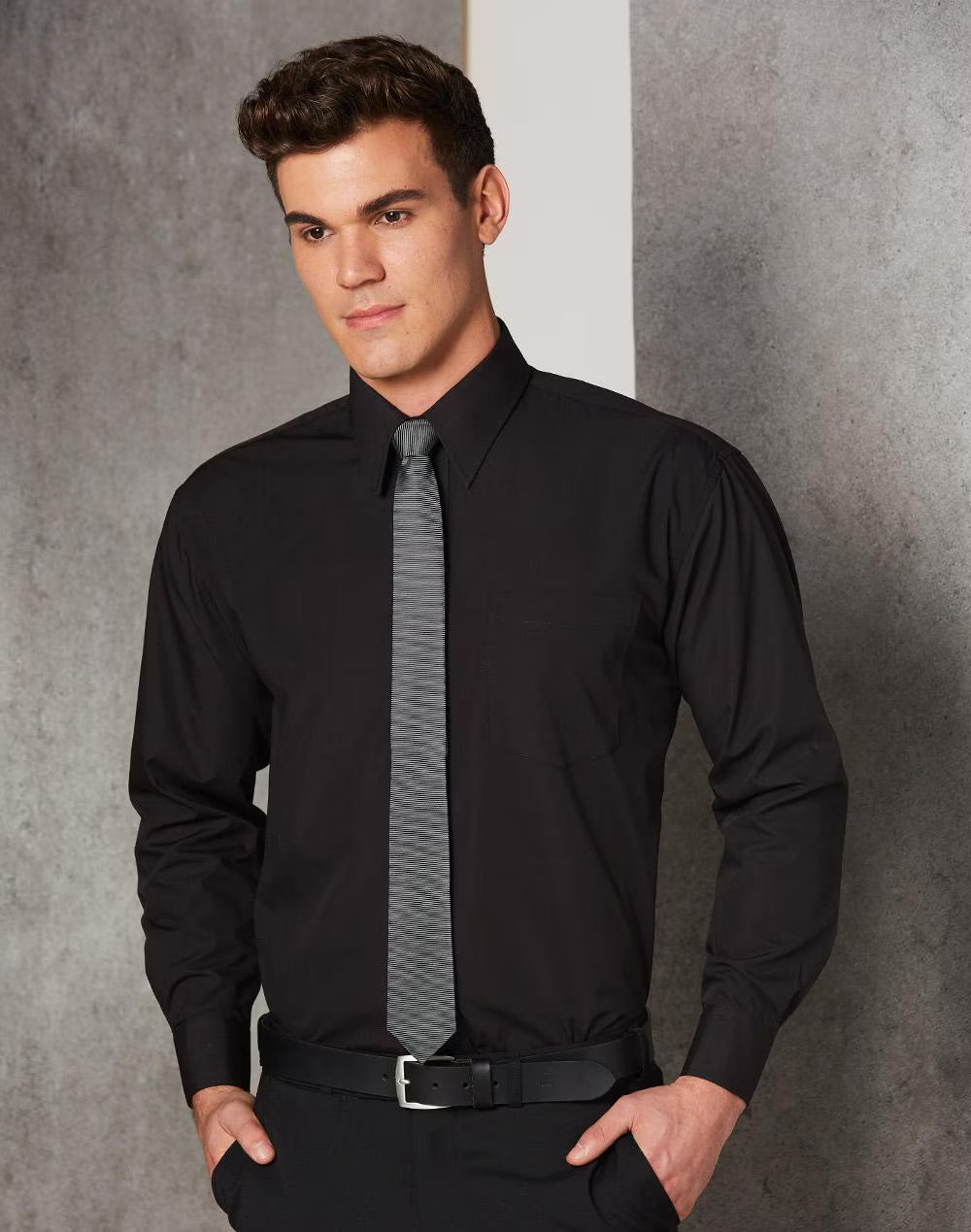 BS01S Mens Poplin Long Sleeve Business Shirt