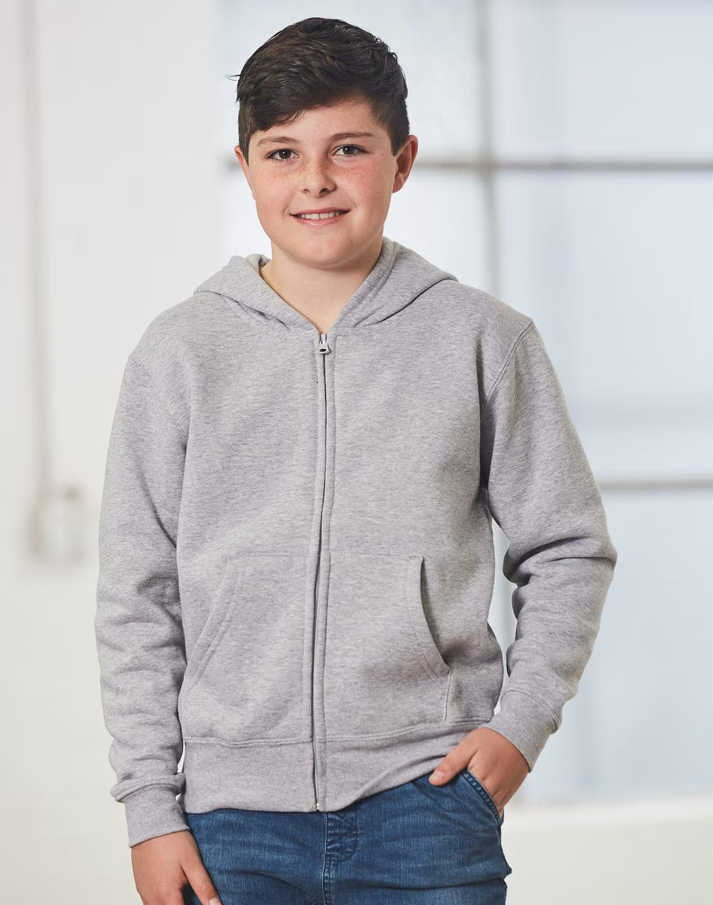 FL03K Kids Double Bay Full-Zip Fleecy Hoodie