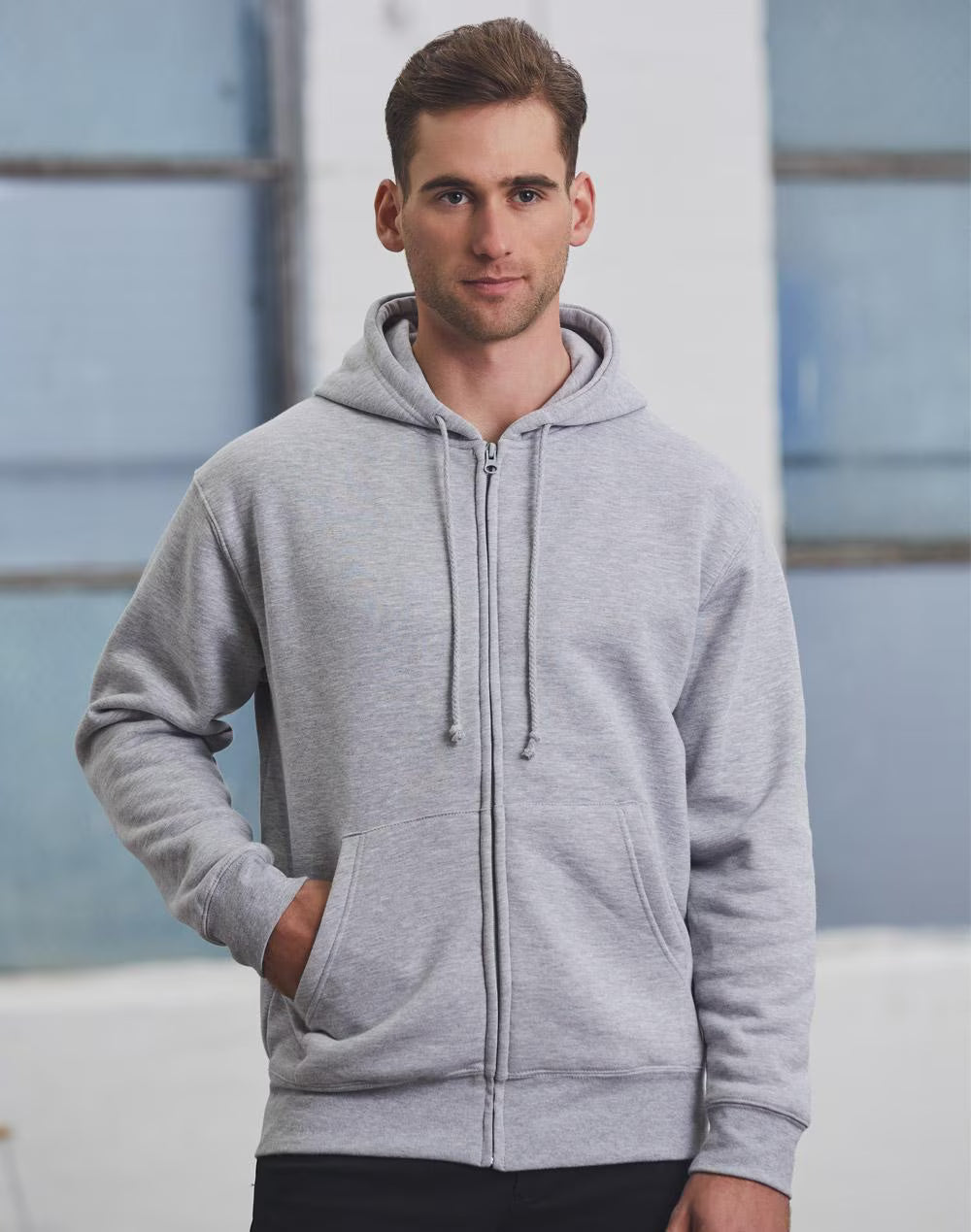 FL03 Mens Full-Zip Fleecy Double Bay Hoodie