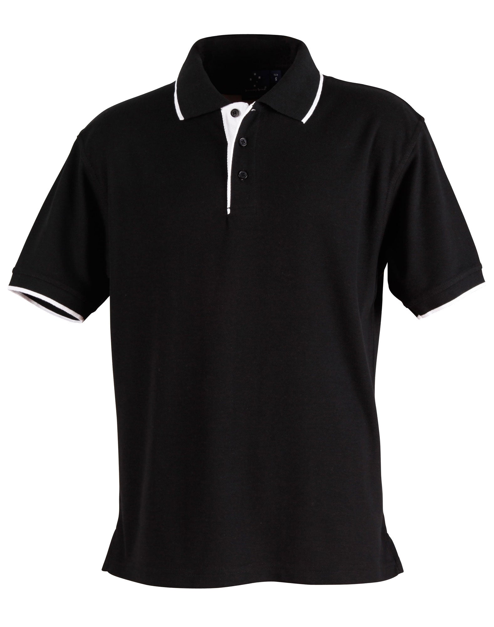 PS08 Mens Poly/Cotton Contrast Pique Short Sleeve Polo
