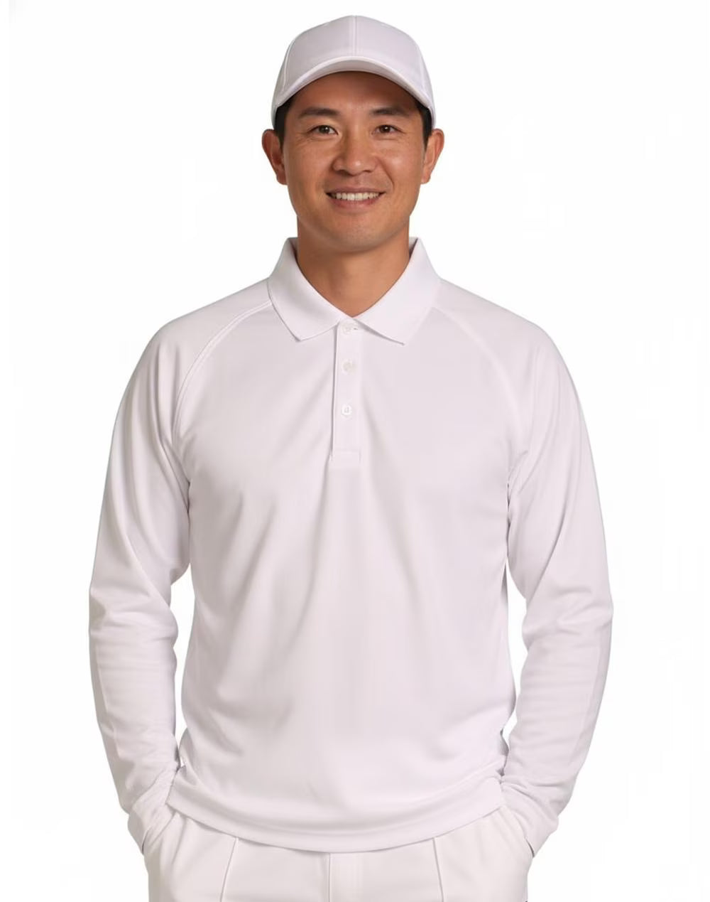 PS29L Mens TrueDry® Mesh Knit Long Sleeve Cricket Polo