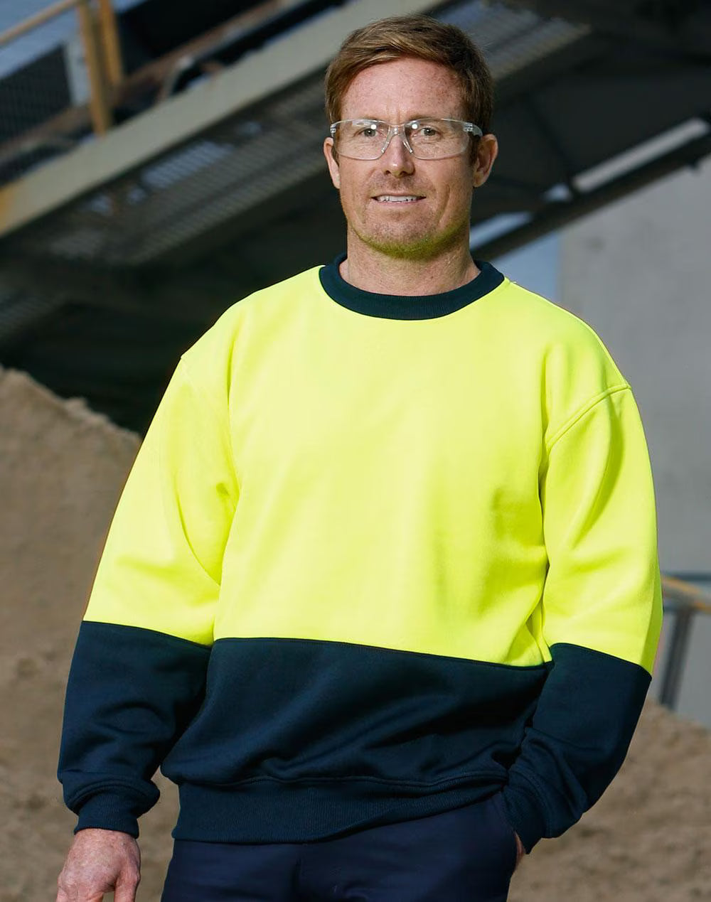 SW09 Mens High Visibility Two Tone Crew Neck Safety Windcheater