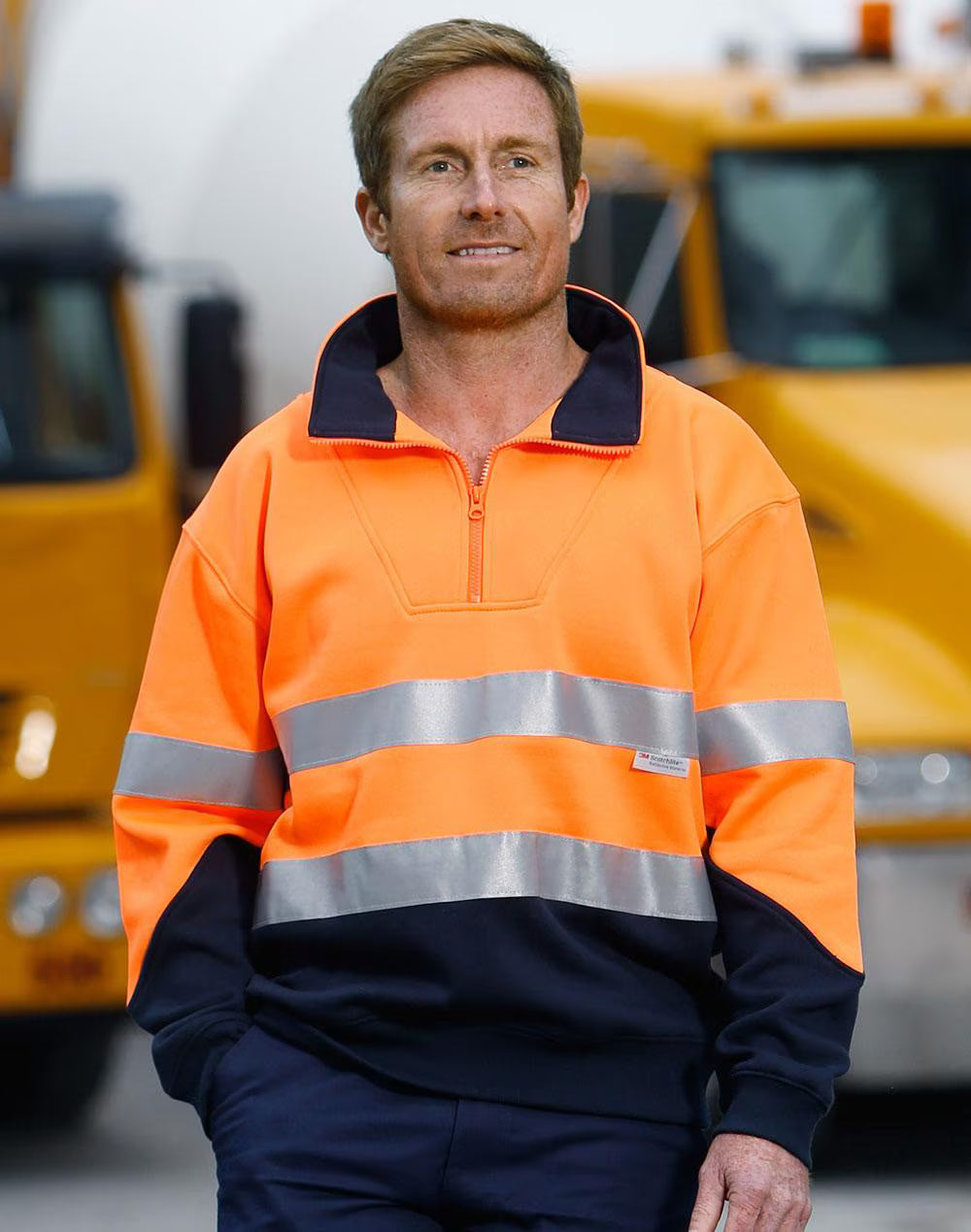 SW14 Mens High Visibility Long Sleeve Fleecy Sweat