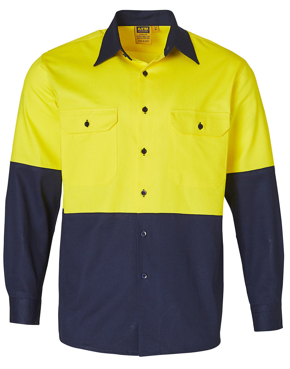 SW54 Mens High Visibility Long Sleeve Work Shirt