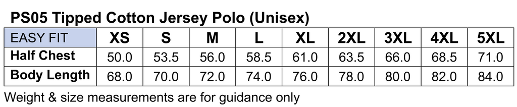 PS05 Unisex Cotton Contrast Jersey Knit Short Sleeve Polo