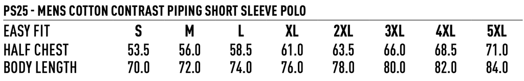 PS25 Mens Pure Cotton Contrast Piping Short Sleeve Polo