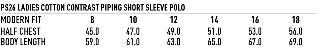 PS26 Ladies Pure Cotton Contrast Piping Short Sleeve Polo