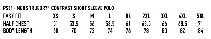 PS31 Mens Winner TrueDry® Contrast Short Sleeve Polo.