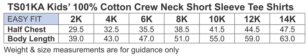 TS01KA Kids Unisex Premium Crew Neck Traditional Tee