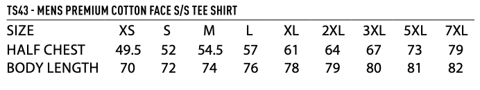 TS43 Mens Premium Cotton Face SS Tee. New Tech Cotton Face Jersey.