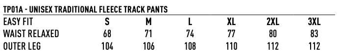 TP01A Unisex Adult Traditional Fleecy Track Pants