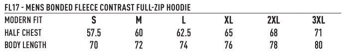 FL17 Mens Full Zip Contrast Bonded Fleece Hoodie