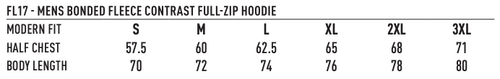 FL17 Mens Full Zip Contrast Bonded Fleece Hoodie