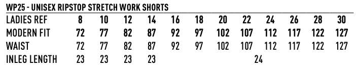 WP25 Unisex Ripstop Stretch Work Shorts