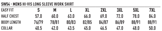 SW54 Mens High Visibility Long Sleeve Work Shirt