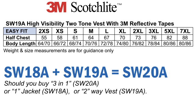 SW20A Unisex Hi-Vis Reversible Vest and Jacket Three in One Safety Jacket with 3M Tapes