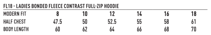 FL18 Ladies Full Zip Passion Pursuit Contrast Bonded Fleece Hoodie