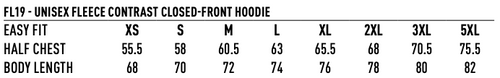 FL19 Unisex Adults' Close Front Contrast Fleece Hoodie