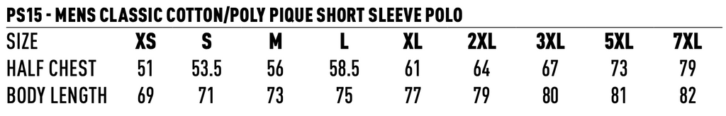 PS15 Mens Classic Cotton/Poly Pique Short Sleeve Polo