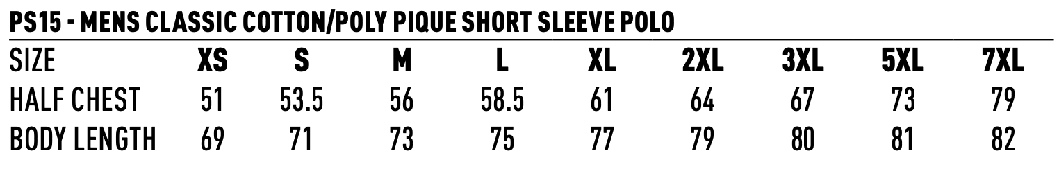 PS15 Mens Classic Cotton/Poly Pique Short Sleeve Polo