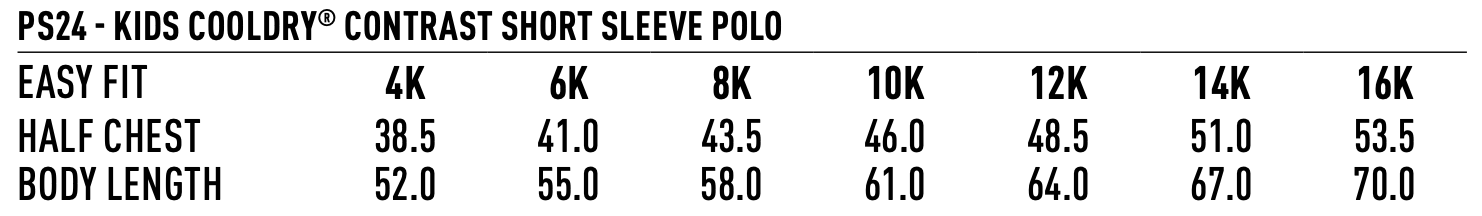 PS24 Kids CoolDry® Raglan Short Sleeve Contrast Polo