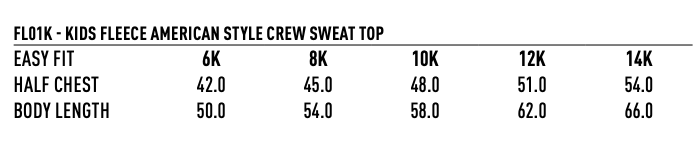 FL01K Kids American Style Crew Fleecy Sweat