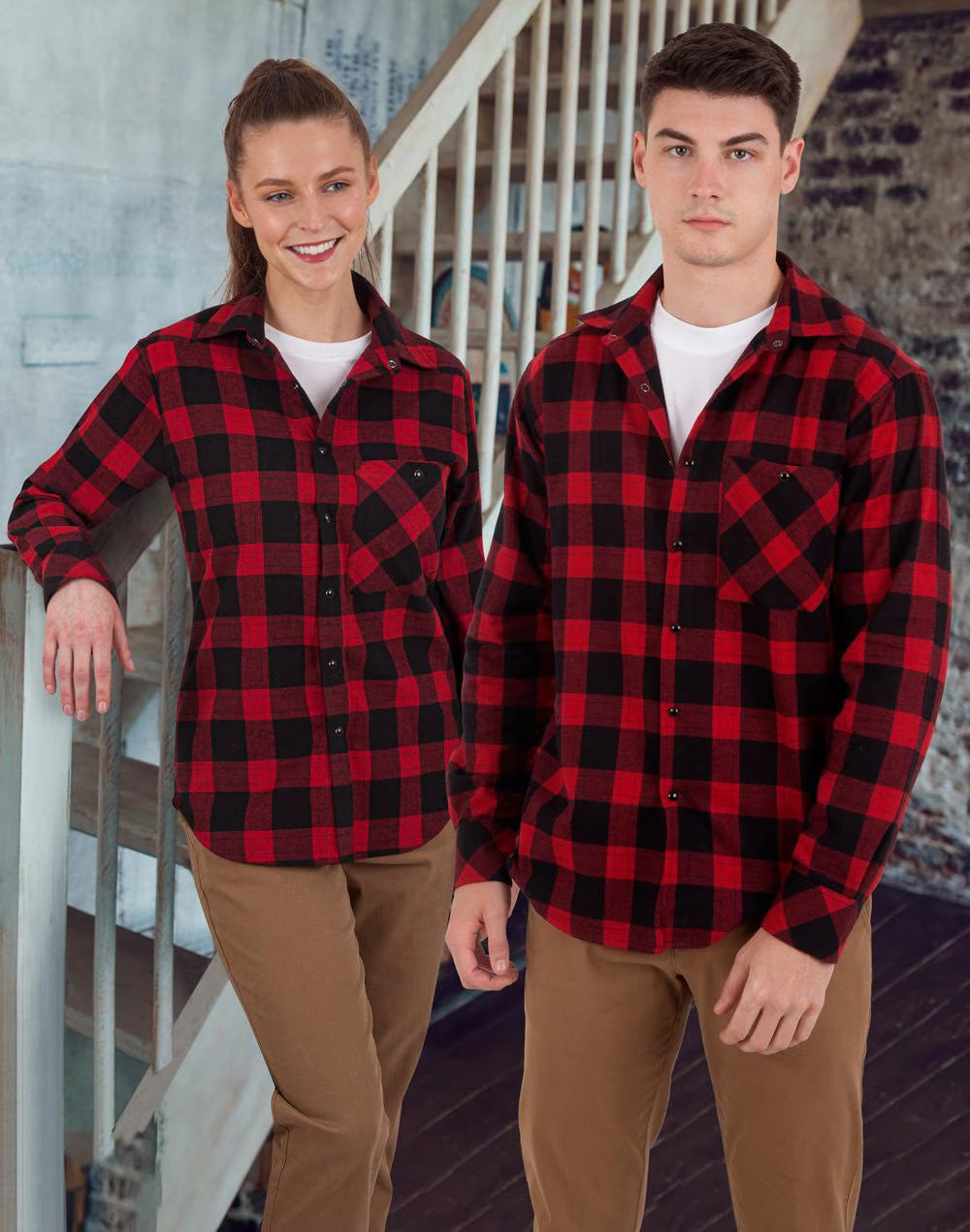WT11 Unisex Classic Flannel Plaid LS Shirt