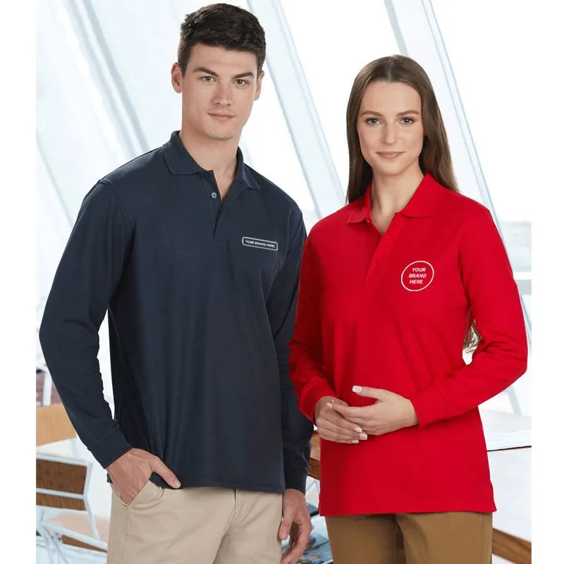 PS12 Unisex Traditional Poly/Cotton Pique Knit Long Sleeve Polo